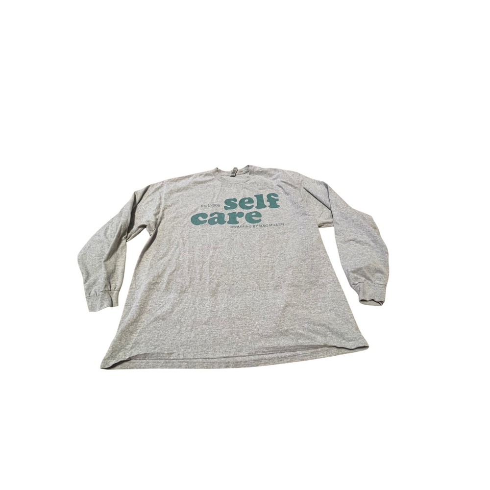 Mac Miller Swimming Self Care Long Sleeve Shirt Gray 2XL Rare Rap Merch Hip Hop - Picture 1 of 5